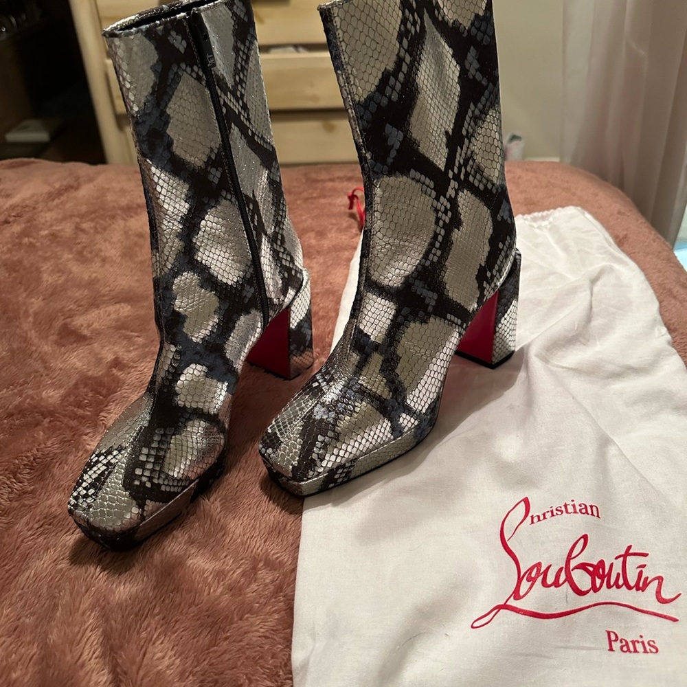 Christian Louboutin Alleo Snakeskin Effect Boots